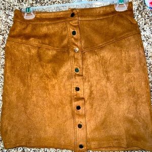 Suede button up skirt